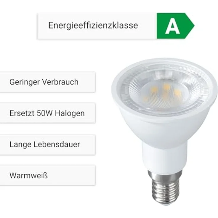 SEBSON LED-Leuchtmittel LED Lampe E14 Energieeffizienz A, warmweiß 2,5W 450lm 230V - 4er Set, E14, 4 St, Warmweiß, Einbaustrahler 230V – Bild 3