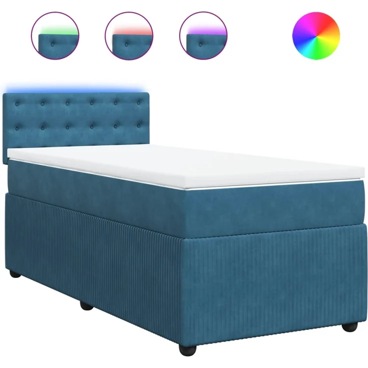 vidaXL Boxspringbett mit Matratze Blau 100x200 cm Samt 3289978 – Bild 2