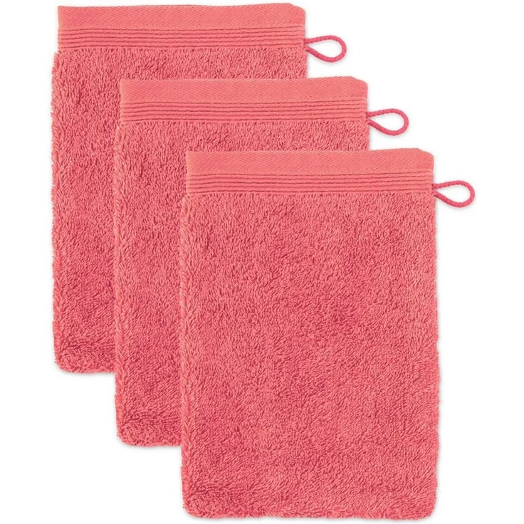 Möve Superwuschel Waschhandschuh 15x20 cm aus 100% Baumwolle, Coral 3er Set – Bild 1