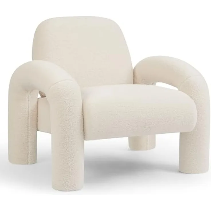Makika Loungesessel Einzelsofa Lia aus Bouclé in Weiß