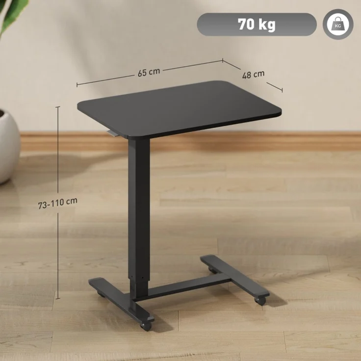 EINHOM Stehpult Höhenverstellbar inkl. 4 Rollen C-Form 65 x 48 x 70 cm-110 cm Schwarz – Bild 2