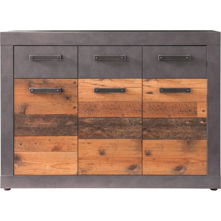 Sideboard Indy in Used Wood Shabby und Matera grau 117 cm