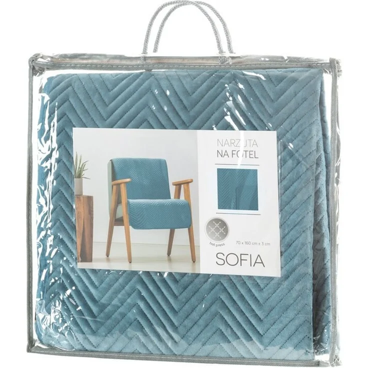 Tagesdecke Velours Samtdecke Gesteppt Steppdecke Klassische Decke SOFIA blau 70x160 cm blau – Bild 4