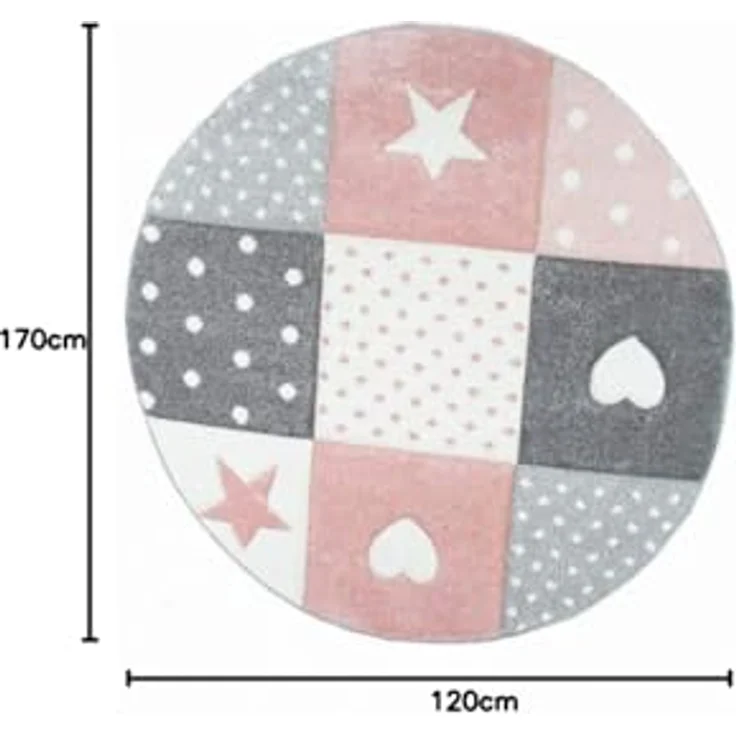 Carpetia Kinderteppich Kinderteppich Spielteppich Mädchen mit Herz Stern rosa creme grau, rechteckig – Bild 3