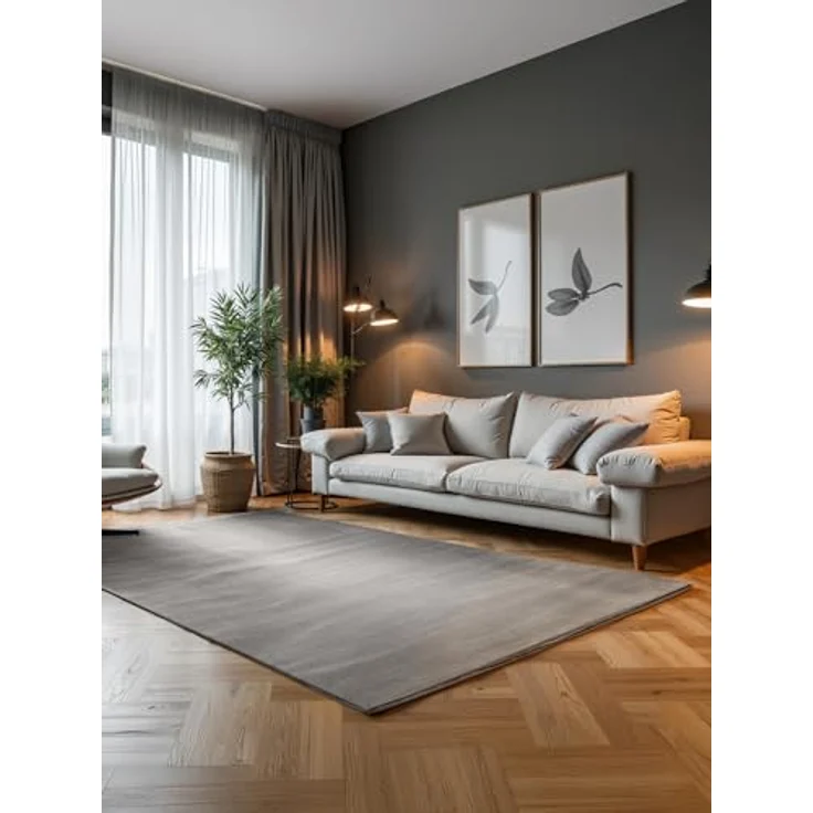 Elle Decoration Teppich Perles, Rechteckiger Kurzflorteppich in Creme und Grau, 120x170 cm, Oeko-Tex® Standard 100, für Fußbodenheizung geeignet, strapazierfähig, pflegeleicht, stuhlrollengeeignet – Bild 1