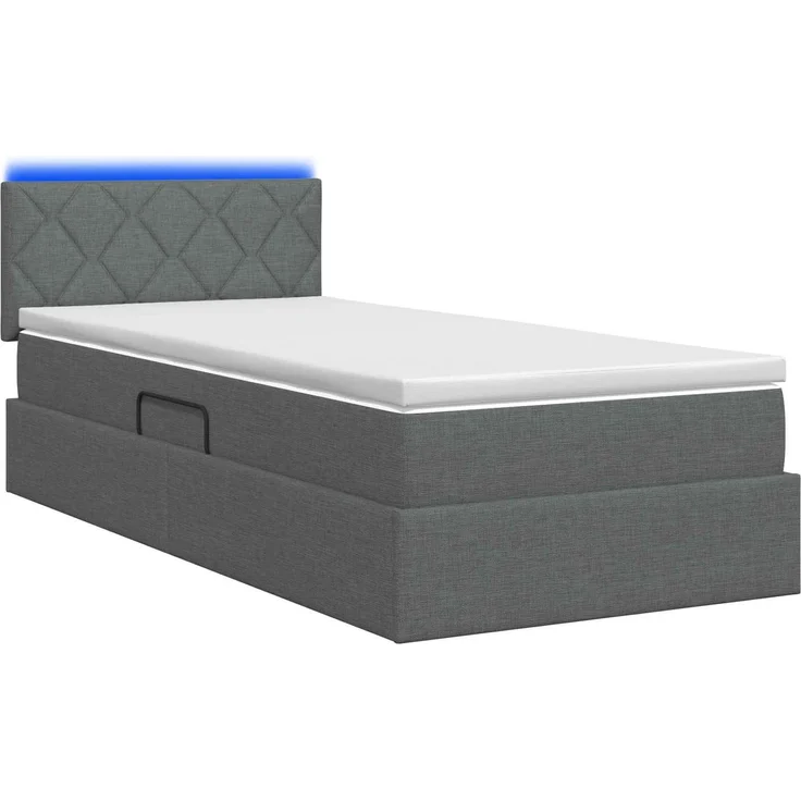 vidaXL LED-Speicherbett mit Matratze Dunkelgrau 90 x 200 cm Stoff 3459100 – Bild 9