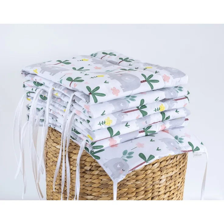 Loolay Bettnestchen ELEFANT Familie Baumwolle Atmungsaktives Babybett BETTUMRANDUNG Grau, (Bett 140x70cm - 420, 210 cm, 120x60cm - 360, 180 cm, Babyaussttatung Umrandung Kopfschutz Kantenschutz Bettschlange), Super PREMIUM Baby GESCHENK! 100% Natural B...