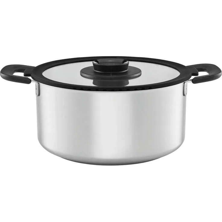 Fiskars Functional Form Kasserolle, mit Deckel, Kochtopf, Koch Topf, Edelstahl, 5 L, 1026578