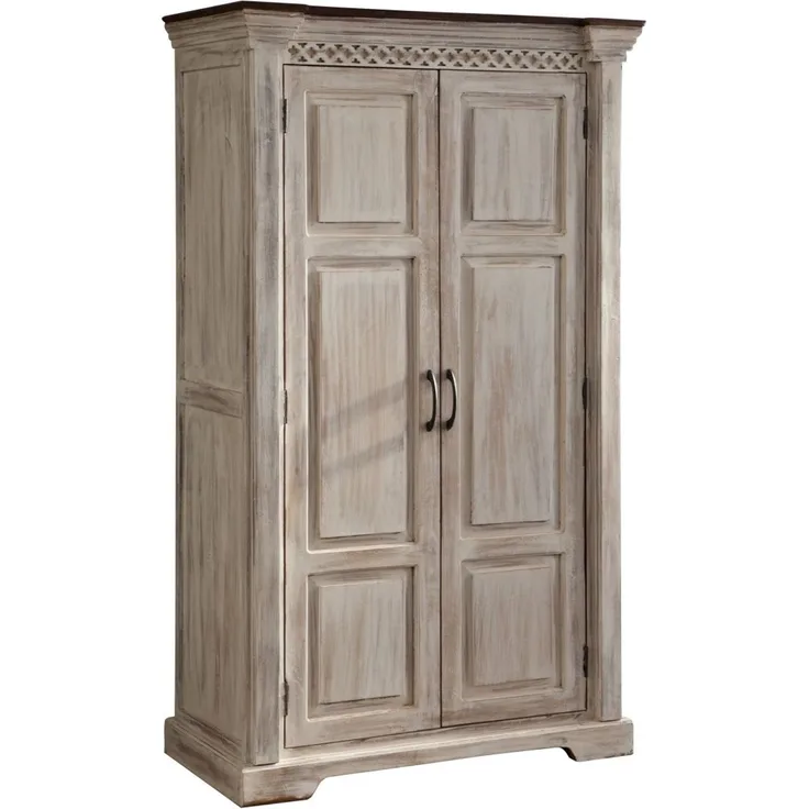 Schrank Mango / Akazie 100x50x180 weiß gewachst CASTLE-ANTIK #239