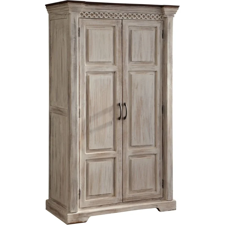 Schrank Mango / Akazie 100x50x180 weiß gewachst CASTLE-ANTIK #239 – Bild 1