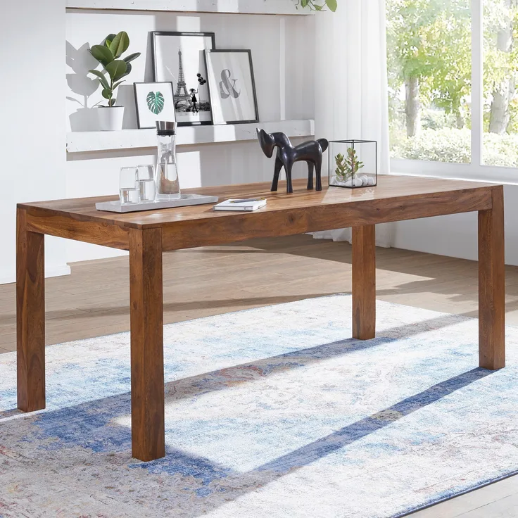 FINEBUY Esstisch FB1487 (180x90x76 cm Massivholz Rechteckig), Esszimmertisch Groß, Küchentisch Esszimmer Modern
