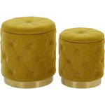 Pouf Samtstoff mit Stauraum senfgelb 2er Set PUEBLO