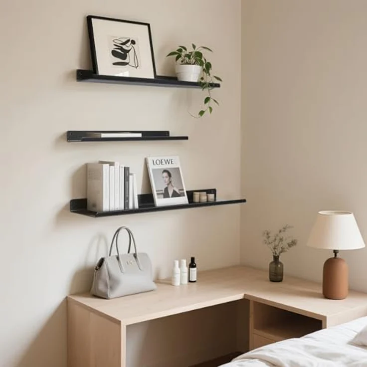 Uten Wandregal aus Metall, Schweberegal 3er Set,Länge 40/35/30 cm, Regale für Wände, für Dekos, Wohnzimmer, Badezimmer, Küche – Bild 7