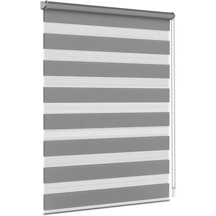 Doppelrollo 35 x 130 cm, dunkelgrau [ Stoffbreite 31,6 cm ], jalousiescout, blickdicht, mit Bohren/ohne Bohren, freihängend, Klemmen, Kleben und Schrauben OHNE Aufpreis, Lichtdurchlässig, Klemmträger, Feuchtraumgeeignet – Bild 1