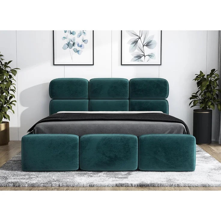 Polsterbett MAROKO 120x200 ohne Matratze mit Bettkasten und Lattenrost. Farbe: Minze 13 – Bild 2