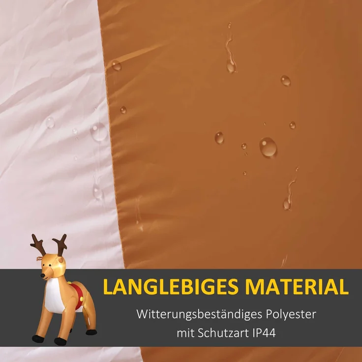 HOMCOM Aufblasbar Weihnachtsdeko, Polyester, Gelb, 155L x 80B x 180H cm – Bild 5