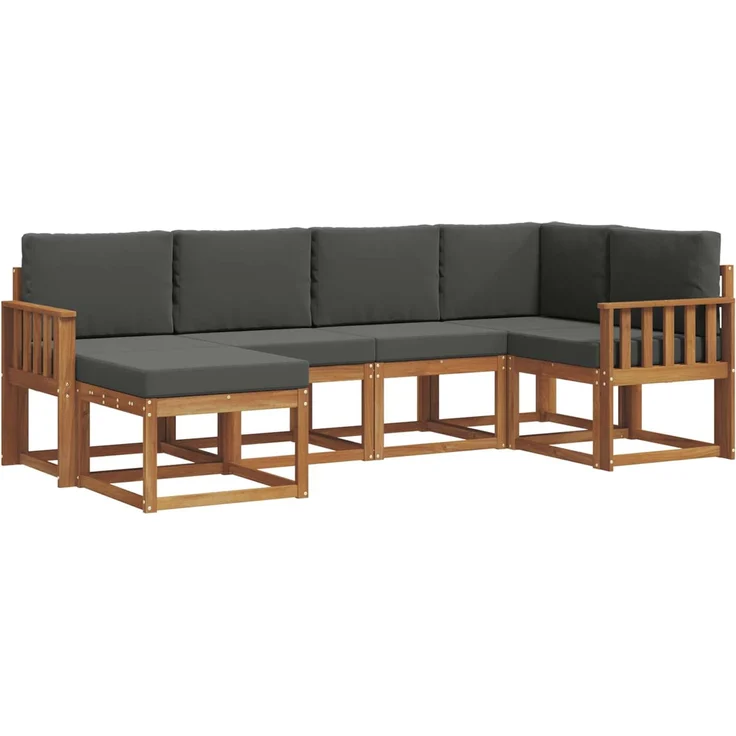 vidaXL Outdoor-Sofagarnitur mit Kissen 6 pcs Natur und Anthrazit 3366635 – Bild 2