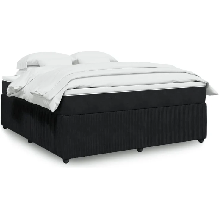 vidaXL Boxspringbett mit Matratze Schwarz 180x200 cm Samt 3285658 – Bild 1
