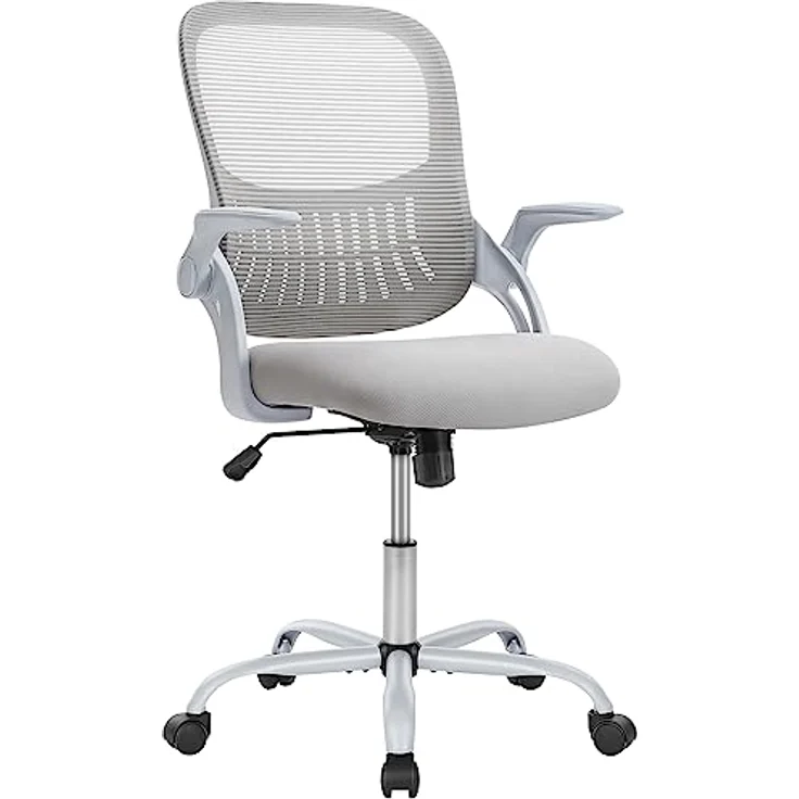 Sweetcrispy Bürostuhl Ergonomisch, Schreibtischstuhl mit Lendenwirbelstütze, Höhenverstellbarkeit Stuhl, Bürostühle mit Armlehne, Office Chair Geeignet für Büro und Schlafzimmer, Grau – Bild 2