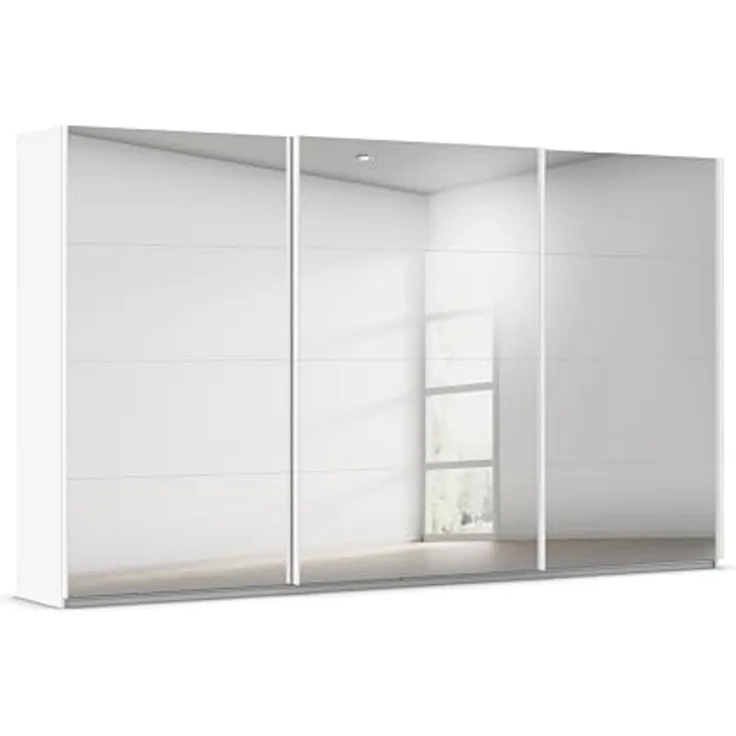 Rauch Möbel Kulmbach, Kleiderschrank mit Schwebetüren für Schlafzimmer, Kinderzimmer, Flur, 3-türig, mit Spiegel und Soft-Close-Funktion, Zubehör Premium, Farbe Weiß, Breite 360 cm