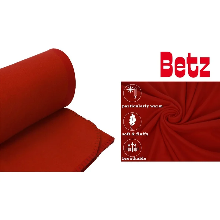 Wohndecke Luxus Fleecedecke Kuscheldecke Größe 130x170 cm Farbe dunkelrot, Betz, 180 g/m² – Bild 3