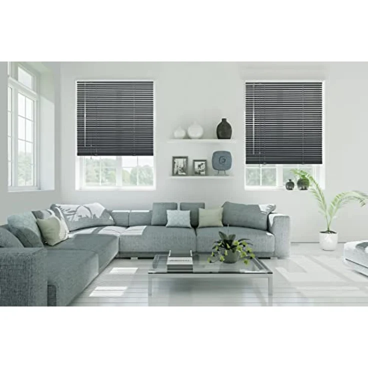 Deco Company Alu-Jalousie ohne Bohren, Zum Klemmen, Inkl. Klemmträgern, Sichtschutz, Lichtschutz, Blendschutz, Aluminium-Jalousie, Schiefer, 90 x 220 cm – Bild 16