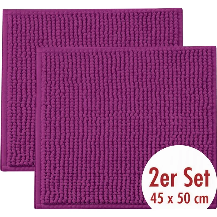 OTTO home Badematte Vanessa Chenille, Standard & Premium, 15mm oder 20mm, auch als 2er Set, rutschhemmend beschichtet, schnell trocknend, strapazierfähig, fußbodenheizungsgeeignet, Polyester, rechteckig, 2-tlg. 45 cm x 50 cm, Uni Farben, besonders weic...