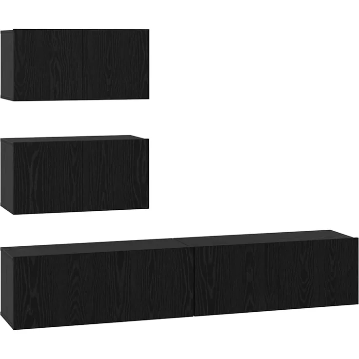 vidaXL TV-Schrankset 4 pcs Schwarz Eichen-Optik Holzwerkstoff 3393394