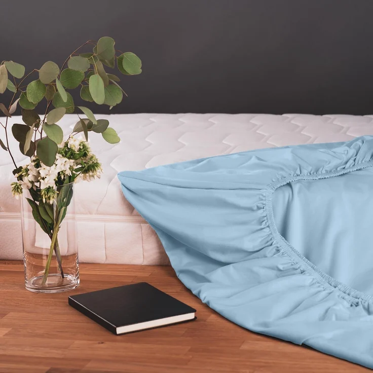 Blumtal® Baumwolle Spannbettlaken 100x200 cm Basics Jersey - Bettlaken 100x200 cm - Oeko-TEX zertifiziertes Spannbetttuch 100x200 cm - Matratzenbezug 100x200 cm - Bettbezug - Leintuch - Dusk Blue – Bild 3