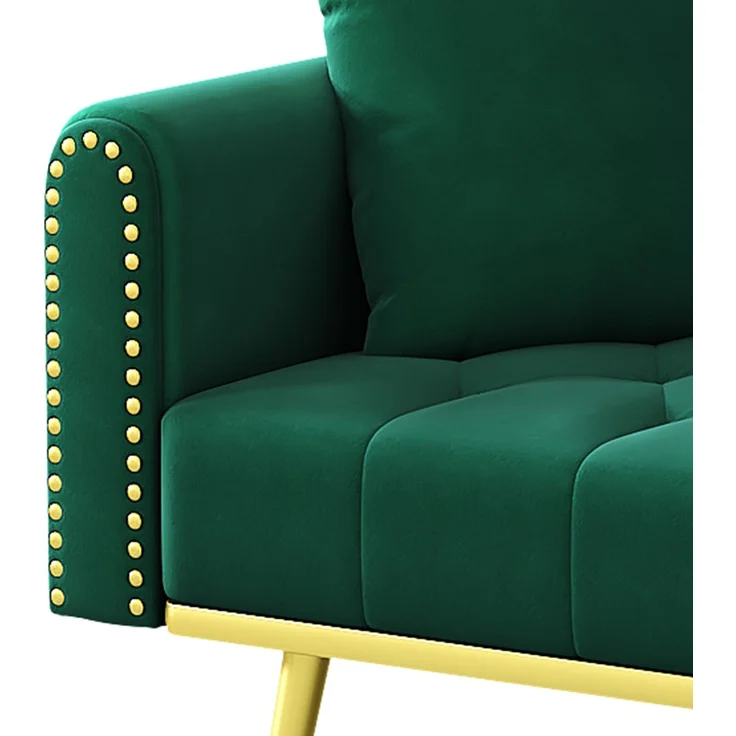 ZUBALIYA Schlafsofa 80x73.5 cm, mit LED - Beleuchtung, mit Stauraum, mit Samtbezug, mit breiten Armlehnen, Grün – Bild 16