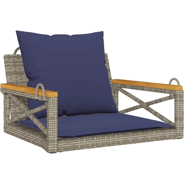 vidaXL Hängesessel mit Kissen Grau 63x62x40 cm Poly Rattan 368177 – Bild 2
