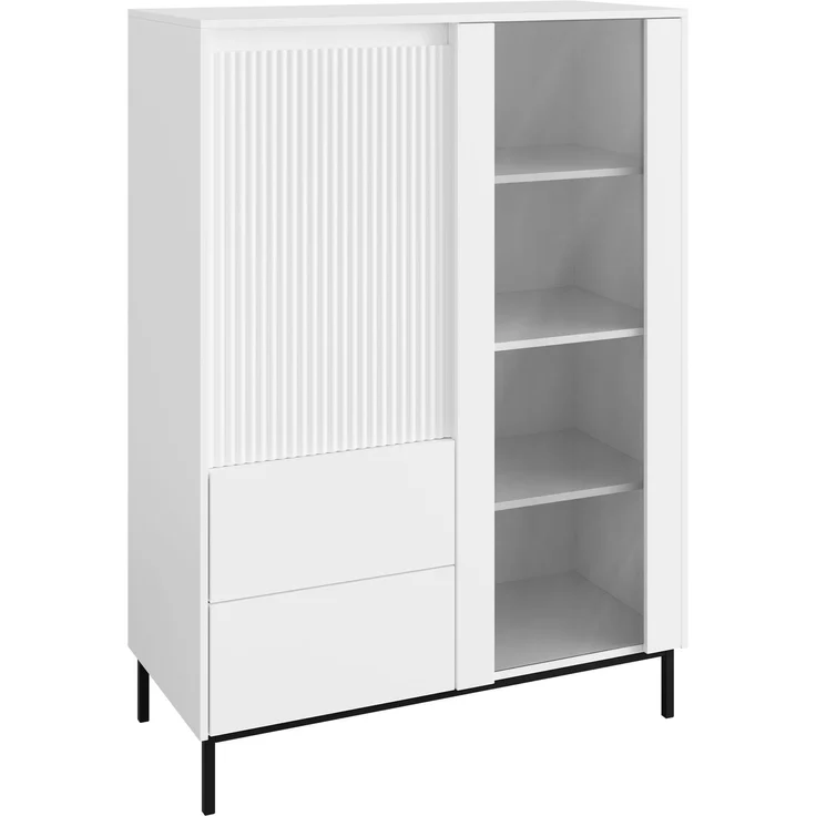 Vitrine Ozmi 2D2S mit zwei Drehtür und zwei Schubladen (Farbe: Weiß) – Bild 3