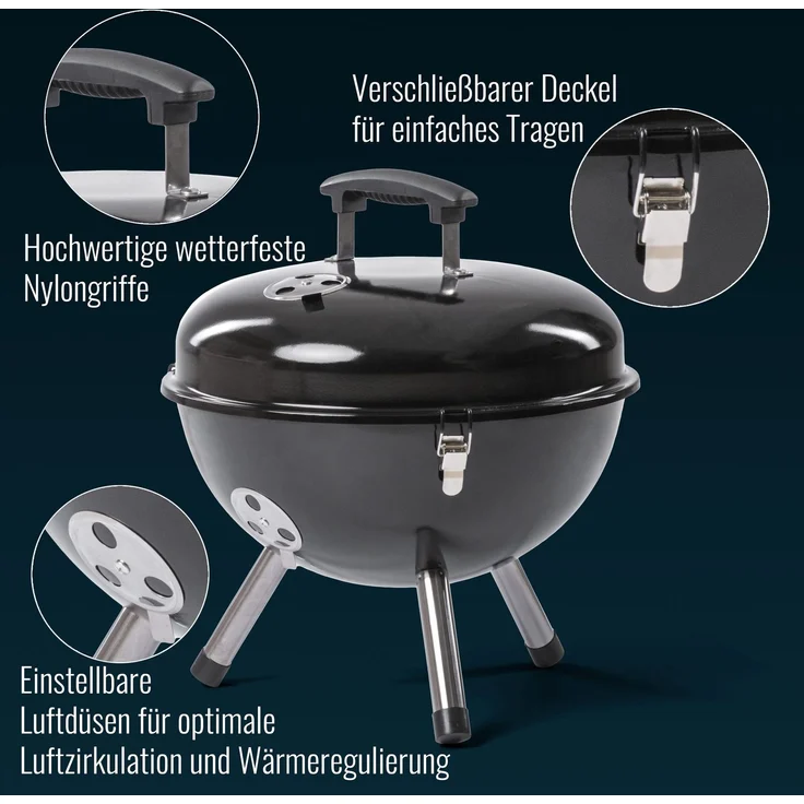 ROSMARINO HOLZKOHLEGRILL ROSMARINO Stahl (H 26 x T 42 x B 38 cm) – Bild 6
