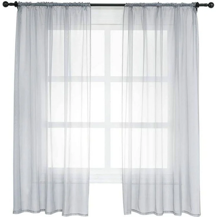 Woltu Gardine VH5511gr-2 (2 St), halbtransparent, Vorhang mit Kräuselband Stores Voile – Bild 4