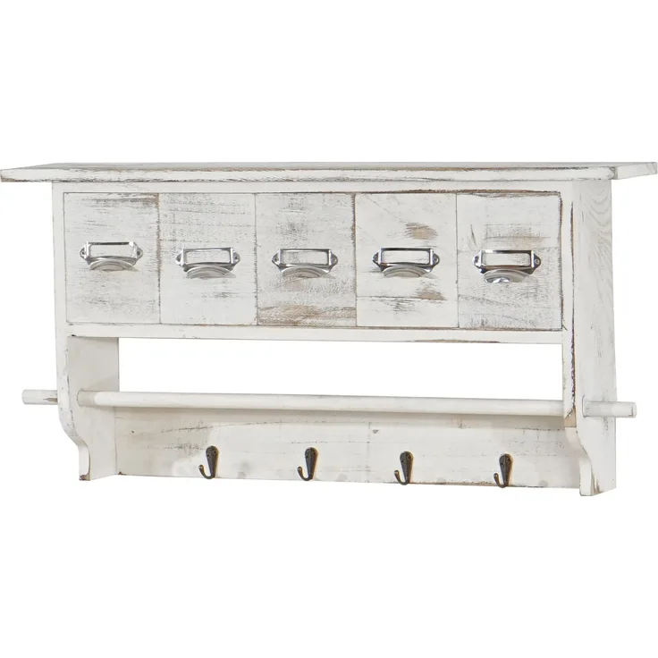Küchenregal HWC-C49, Haushaltsregal Regal, Vintage mit 5 Schubladen 32x65x13cm ~ Shabby Look, weiß