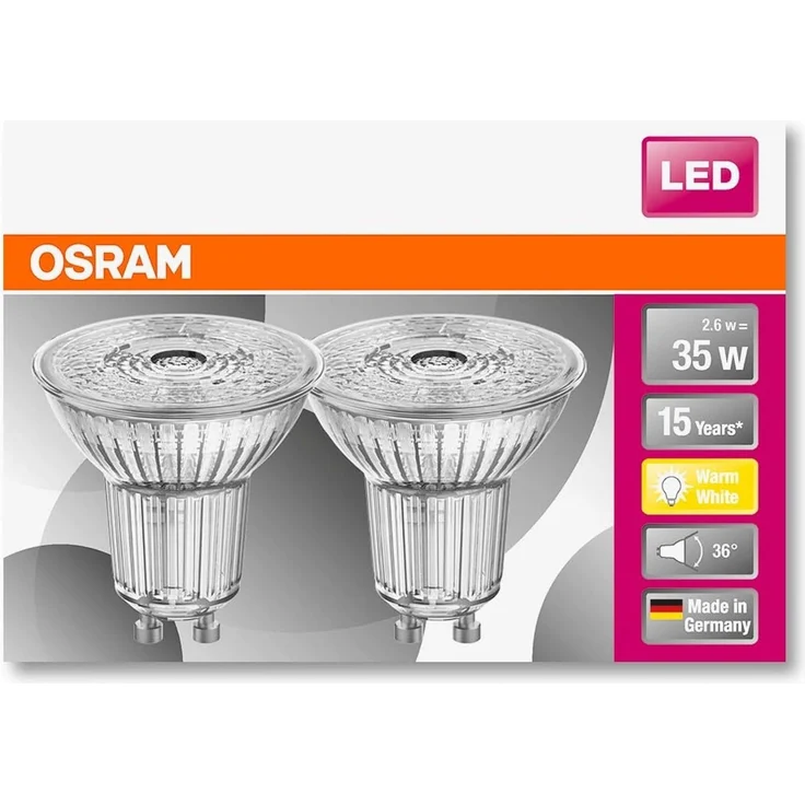 OSRAM LED Star PAR16, Sockel: GU10, Nicht Dimmbar, Warmweiß, Ersetzt eine herkömmliche 35 Watt Lampe, 36 Grad Abstrahlwinkel, 10er-Pack – Bild 2