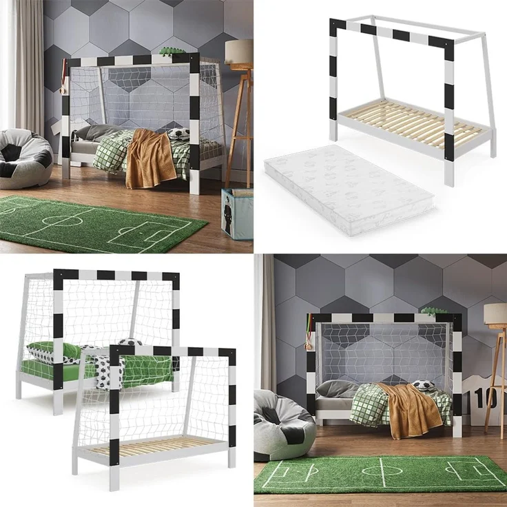 Kinderbett Football goal Weiß 80x160 cm mit Matratze Vitalispa – Bild 8