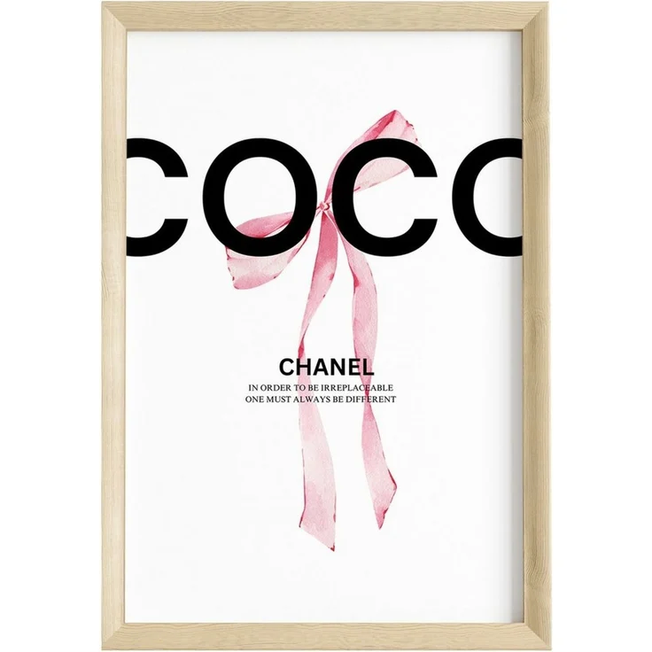 JUSTGOODMOOD Poster Premium ® Coco Chanel Zitat Poster · Rosa Schleife · ohne Rahmen, verschiedene Größen wählbar – Bild 1