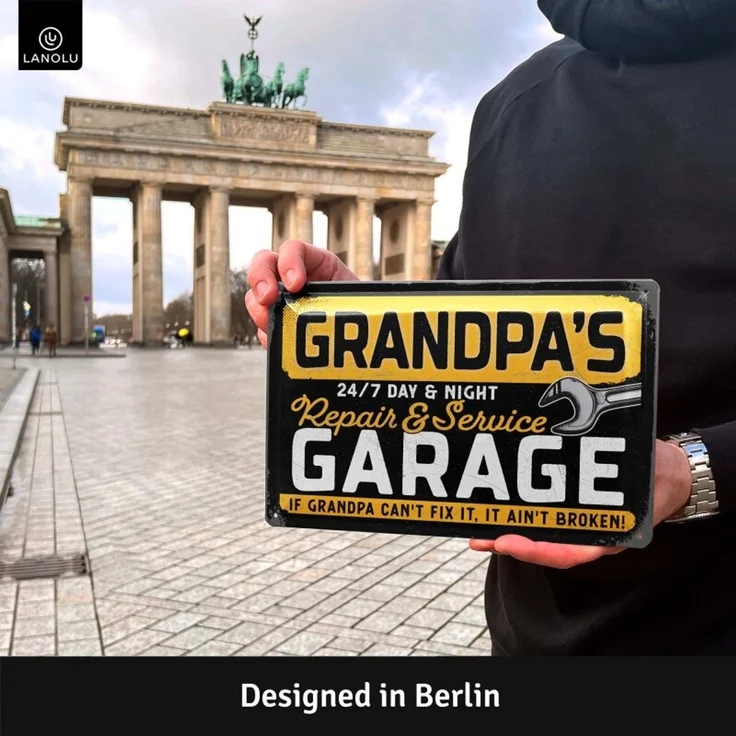 LANOLU Blechschild Grandpas Garage 20x30cm – Metall – Mehrfarbig – 20278 – Bild 4