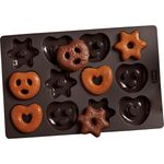 Lurch FlexiForm Backform für 12 Mini-Lebkuchen Bretzeln, Herzen und Sterne Premium-Platin-Silikon 20x30 cm