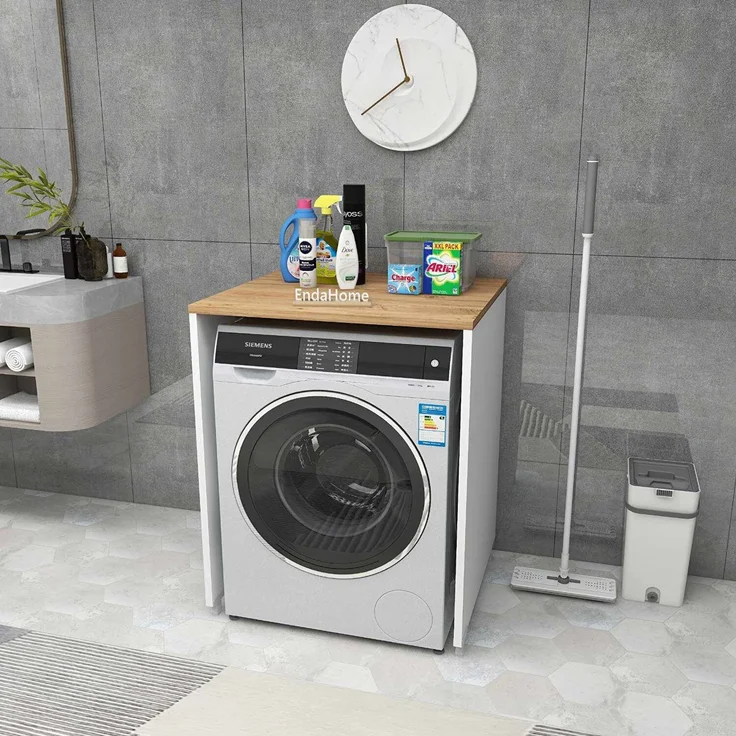 Skye Decor 'Washing Machine - White, Atlantic Pine' Waschmaschinenunterschrank, Weiß / Atlantik-Kiefer, 65 x 87-89 x 60 cm – Bild 2