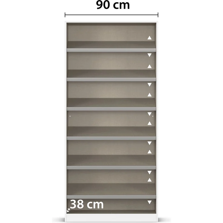 rauch Minosa, Schuhschrank, Garderobenschrank, 2-türig, mit Spiegel, mit 6 Einlegeböden, Farbe Weiß, BxHxT 91x197x41cm – Bild 6
