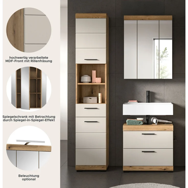 Badkombination B/H/T: 112x191x34 cm in Evoak Oak Nachbildung – Bild 8