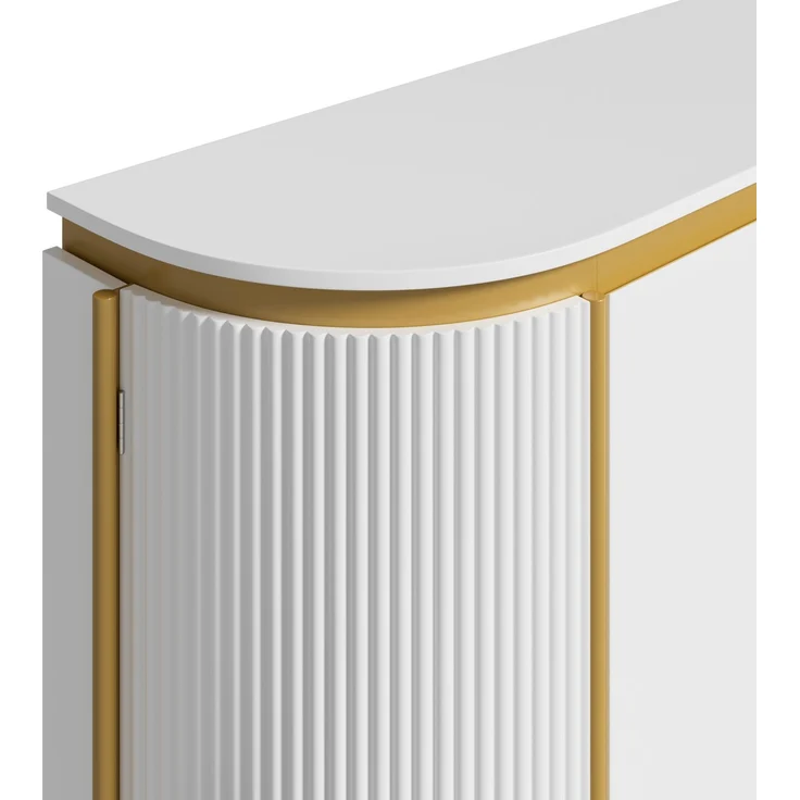 ZUBALIYA Sideboard 140x38x80 cm, mit 4 Türen, aus MDF, Weiß – Bild 18