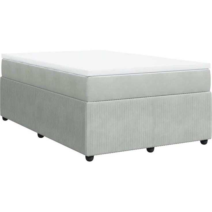 vidaXL Boxspringbett mit Matratze Hellgrau 120x190 cm Samt 3285626 – Bild 2