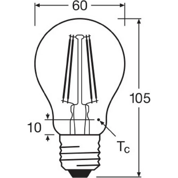 Osram BASE CLASSIC A FIL 60 LED-Lampe mit Sockel E27, klassische Kolbenform, Doppelpack, 6,5W, 806lm, 2700K, warmweißes Licht, geringe Wärmeentwicklung, lange Lebensdauer, geringer Energieverbrauch – Bild 3