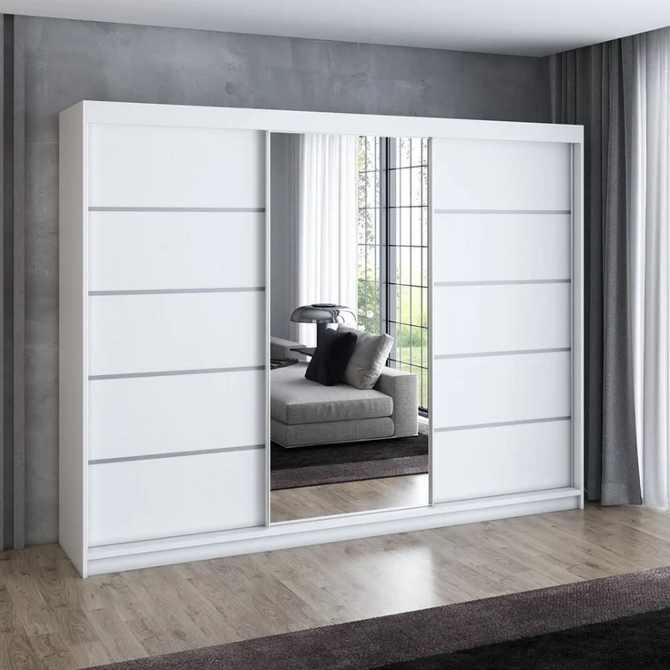 A&J MöbelLand GmbH Schiebetürenschrank VILUNO Moderner 3-türiger Kleiderschrank mit Spiegel (TOP ANGEBOT! Geräumiger Schrank mit einer Breite von 200 cm ideal zur Aufbewahrung von Kleidung und Accessoires. Wählen Sie das ideale Modell für Ihr Schlafzim... – Bild 2