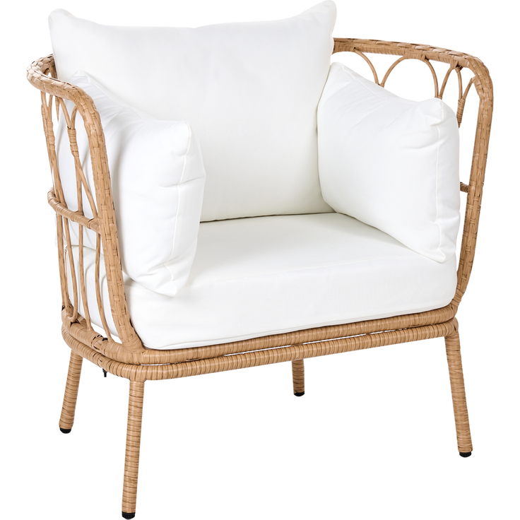 Gartensessel FONNI mit Fußstütze Polyrattan Hellbraun – Bild 4