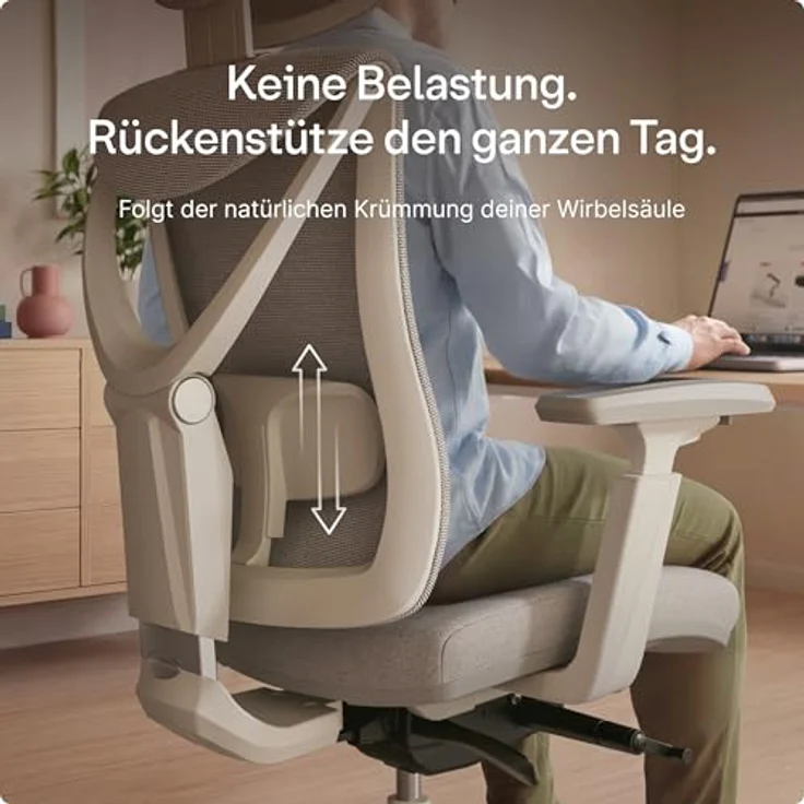 Desktronic Verstellbarer ergonomischer Bürostuhl | Schreibtischstuhl mit Lendenwirbelstütze - rückenfreundlich- Computerstuhl höhenverstellbar & rückenschonend - breites Polster SitPro (Grau) – Bild 7