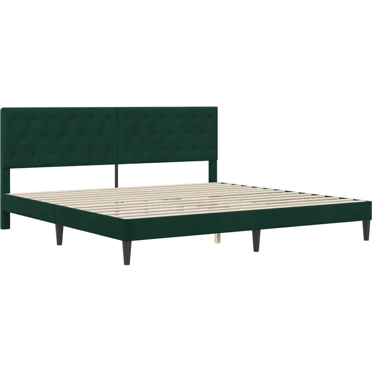 vidaXL Bettrahmen mit Kopfteil Dunkelgrün 180 x 200 cm Samt 42027681 – Bild 3